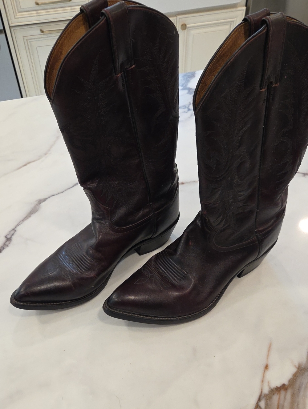 Tony Lama Dark Brown Leather Western Cowboy Boots